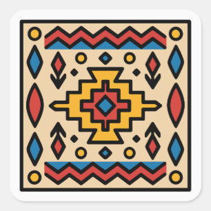 Zuidwest-Amerikaanse geometrische inheemse ontwerp Vierkante Sticker
