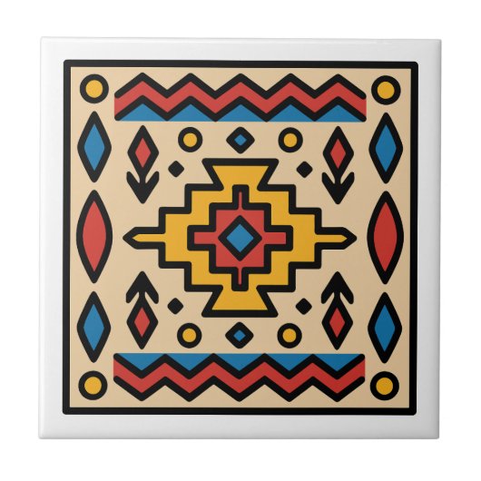 Zuidwest-Amerikaanse geometrische Native American Tegeltje (Voorkant)