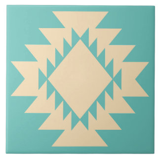Zuidwest-Amerikaanse geometrische turquoise bruine Tegeltje