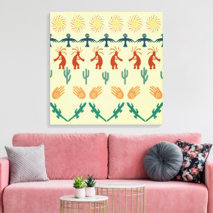 Zuidwest-Amerikaanse Indiaanse Stam-Petroglyfen Ku Canvas Afdruk
