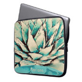 Zuidwest Blauwgroen Agave Succulent Laptop Slapje Laptop Sleeve (Voorkant Links)