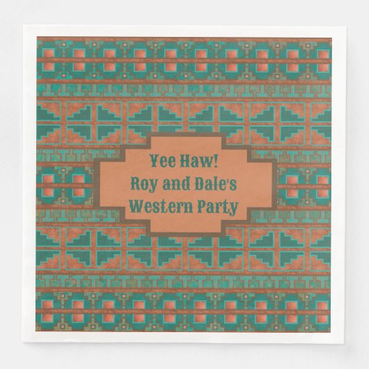 Zuidwest-Blauwgroen Koper Geometrisch Gepersonalis Servet (Voorkant)