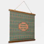 Zuidwest Blauwgroen Koper Geometrisch Ontwerp Gepe Hangend Wandkleed (Gebogen)