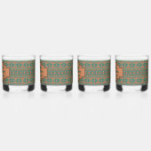 Zuidwest Blauwgroen Koper Geometrisch Patroon Cust Whisky Glas (Links)
