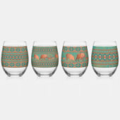 Zuidwest-Blauwgroen koperen speren en geometrische Wijnglas Zonder Voet (Voorkant)