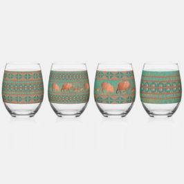 Zuidwest-Blauwgroen koperen speren en geometrische Wijnglas Zonder Voet