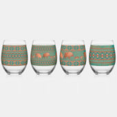 Zuidwest-Blauwgroen koperen speren en geometrische Wijnglas Zonder Voet (Achterkant)