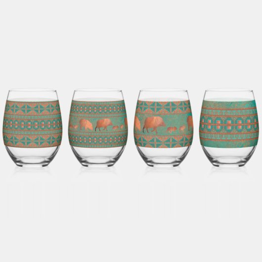 Zuidwest-Blauwgroen koperen speren en geometrische Wijnglas Zonder Voet (Achterkant)