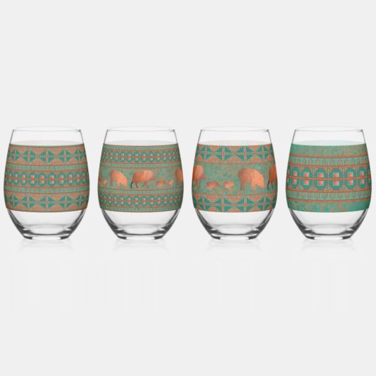 Zuidwest-Blauwgroen koperen speren en geometrische Wijnglas Zonder Voet (Links)