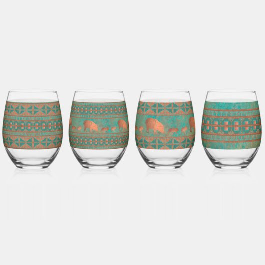 Zuidwest-Blauwgroen koperen speren en geometrische Wijnglas Zonder Voet (Rechts)