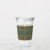 Zuidwest-Blauwgroen koperkleuren geometrisch patro Acryl Drinkbeker (Rechts)
