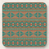 Zuidwest-Blauwgroen koperkleuren geometrisch patro Bier Onderzetter (Voorkant)