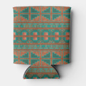 Zuidwest-Blauwgroen koperkleuren geometrisch patro Blikjeskoeler (Voorkant)