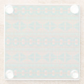 Zuidwest-Blauwgroen koperkleuren geometrisch patro Glazen Onderzetter (Achterkant)