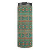 Zuidwest-Blauwgroen koperkleuren geometrisch patro Thermosbeker (Achterkant)