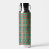 Zuidwest-Blauwgroen koperkleuren geometrisch patro Waterfles (Voorkant)