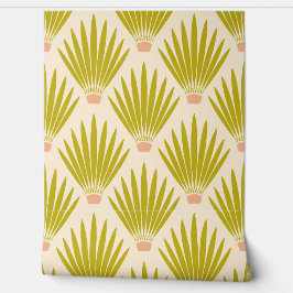Zuidwest Boho Desert Cactus Palm Leaves - Cream Behang