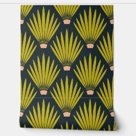 Zuidwest Boho Desert Cactus Palm Leaves - Marine Behang