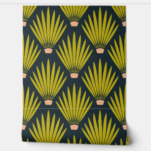 Zuidwest Boho Desert Cactus Palm Leaves - Marine Behang