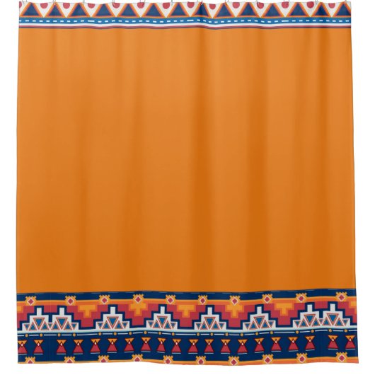 Zuidwest Boho Sinaasappel Blauw Native Style Patte Douchegordijn (Voorkant)
