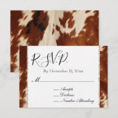 Zuidwest Brown Cream Dier Koeienhuid Bruiloft RSVP Informatiekaartje (Voorkant / Achterkant)