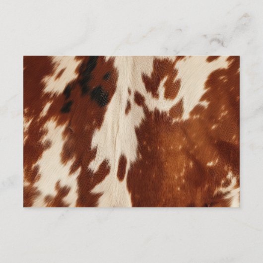 Zuidwest Brown Cream Dier Koeienhuid Bruiloft RSVP Informatiekaartje (Achterkant)