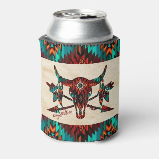 Zuidwest-buffelschedel en pijlen blikjeskoeler (Blikje Achterkant)