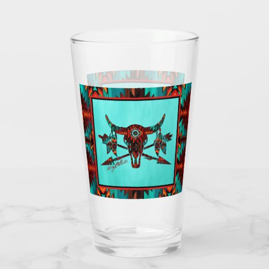 Zuidwest-buffelschedel en pijlglas glas (Achterkant)