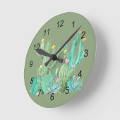 Zuidwest Cactus Cacti Waterverf  Succulent Ronde Klok (Hoek)