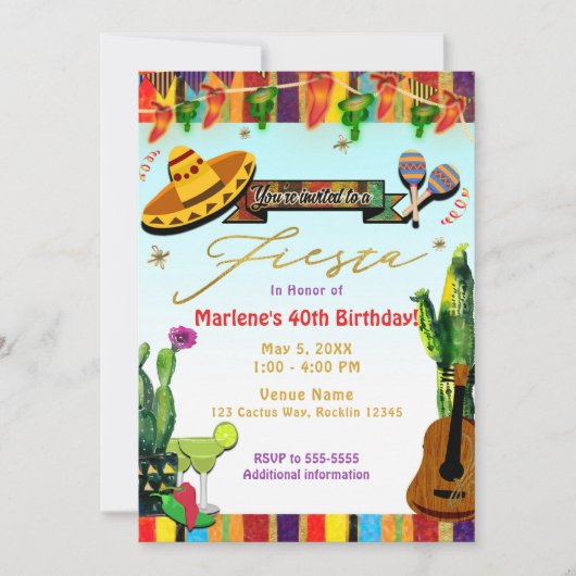 Zuidwest Cactus Cinco de Mayo Fiesta Party Kaart (Voorkant)