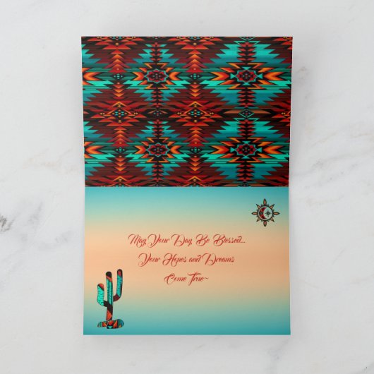 Zuidwest Cactus en Sun Wenskaart Kaart (Binnen)