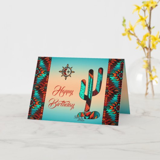 Zuidwest Cactus en Sun Wenskaart Kaart (Gele Bloem)