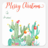Zuidwest Cactus Kerstcadeau Labelsticker Vierkante Sticker (Voorkant)