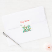 Zuidwest Cactus Kerstcadeau Labelsticker Vierkante Sticker (Envelop)