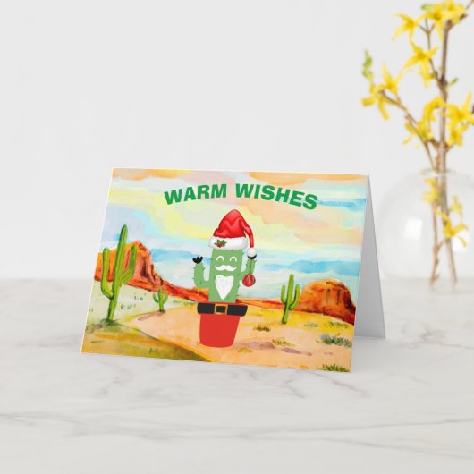 Zuidwest Cactus Kerstkaart Kaart (Gele Bloem)