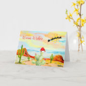 Zuidwest Cactus Kerstkaart Kaart (Gele Bloem)