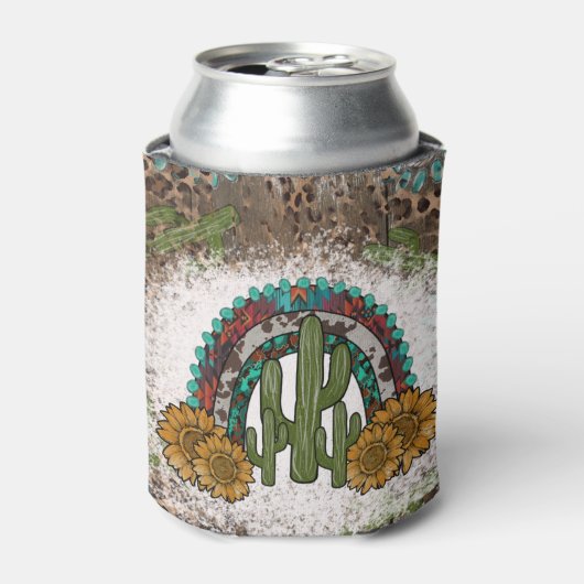 Zuidwest Cactus Leopard Sunflower sublimation Blikjeskoeler (Blikje Voorkant)