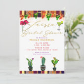 Zuidwest Cactus Modern Fiesta Bruiloftsfeest Kaart (Staand voorkant)