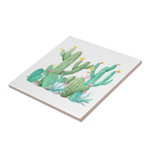 Zuidwest Cactus Waterverf Succulent Desert Tegeltje (Zijkant)