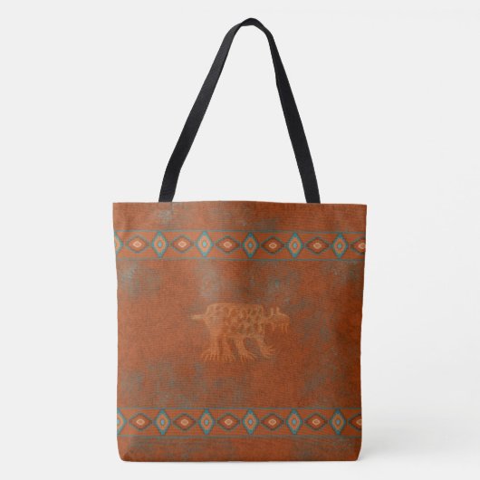 Zuidwest Canyon Bobcat Petroglyf Tote Bag (Voorkant)