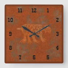 Zuidwest Canyons Bobcat Petroglyphs Westerne stijl Vierkante Klok