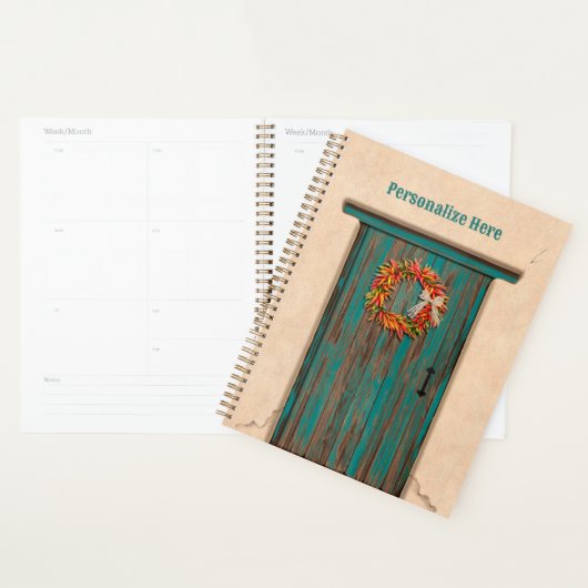 Zuidwest Chile Krans op Rustieke Blauwe Houten Deu Planner (Display)