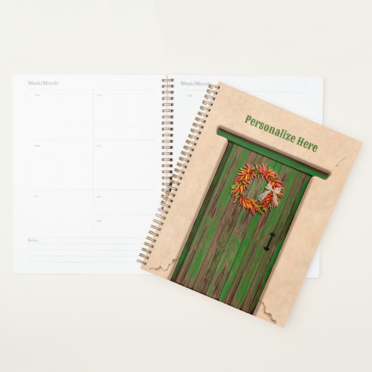 Zuidwest Chile Krans op Rustieke Groene Houten Deu Planner (Display)
