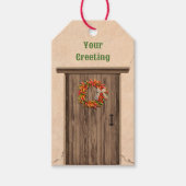 Zuidwest Chile Krans op Rustieke Houten Deur Cadeaulabel (Voorkant)