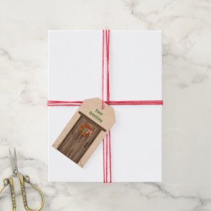 Zuidwest Chile Krans op Rustieke Houten Deur Cadeaulabel