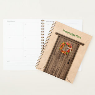 Zuidwest Chile Krans op Rustieke Houten Deur Planner