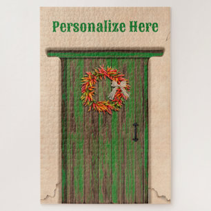 Zuidwest Chile Ristra Krans Verweerd Houten Deur Legpuzzel