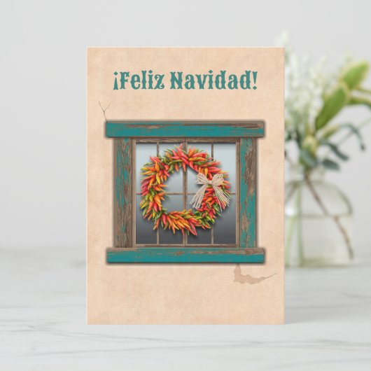 Zuidwest Chile Ristra Wreath Flat Vakantie Kaart (Staand voorkant)