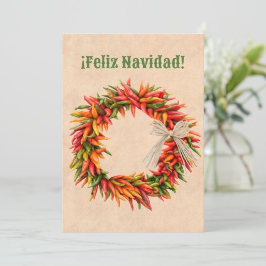 Zuidwest Chile Ristra Wreath Flat Vakantie Kaart (Staand voorkant)