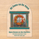 Zuidwest Chili krans blauw venster gepersonaliseer Acryl Uitnodigingen (Voorkant)